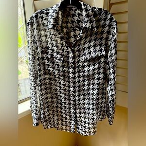 Black and White Houndstooth Blouse